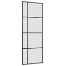 skydedør med hardwaresæt 76x205 cm sikkerhedsglas aluminium