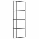 skydedør med hardwaresæt 76x205 cm sikkerhedsglas aluminium