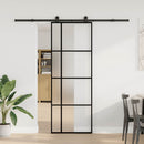 skydedør med hardwaresæt 76x205 cm sikkerhedsglas aluminium