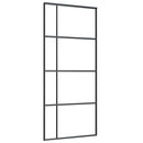 skydedør med hardwaresæt 90x205 cm sikkerhedsglas aluminium