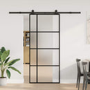skydedør med hardwaresæt 90x205 cm sikkerhedsglas aluminium
