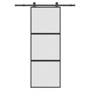 skydedør med hardwaresæt 76x205 cm hærdet glas og aluminium