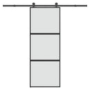 skydedør med hardwaresæt 76x205 cm hærdet glas og aluminium