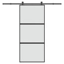skydedør med hardwaresæt 90x205 cm hærdet glas og aluminium