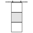 skydedør med hardwaresæt 76x205 cm hærdet glas og aluminium