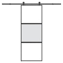skydedør med hardwaresæt 76x205 cm hærdet glas og aluminium