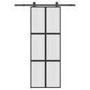 skydedør med hardwaresæt 76x205 cm hærdet glas og aluminium