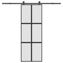skydedør med hardwaresæt 76x205 cm hærdet glas og aluminium