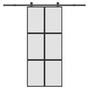 skydedør med hardwaresæt 90x205 cm hærdet glas og aluminium