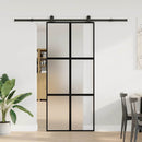 skydedør med hardwaresæt 90x205 cm hærdet glas og aluminium