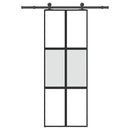 skydedør med hardwaresæt 76x205 cm hærdet glas og aluminium