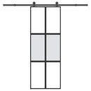 skydedør med hardwaresæt 76x205 cm hærdet glas og aluminium