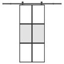 skydedør med hardwaresæt 90x205 cm hærdet glas og aluminium