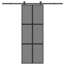skydedør med hardwaresæt 76x205 cm hærdet glas og aluminium