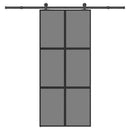 skydedør med hardwaresæt 90x205 cm hærdet glas og aluminium