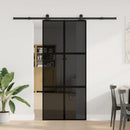 skydedør med hardwaresæt 90x205 cm hærdet glas og aluminium