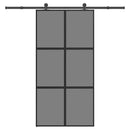skydedør med hardwaresæt 102,5x205 cm hærdet glas og aluminium