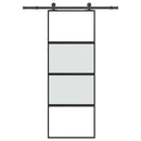 skydedør med hardwaresæt 76x205 cm hærdet glas og aluminium