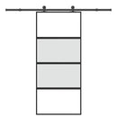 skydedør med hardwaresæt 90x205 cm hærdet glas og aluminium