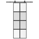 skydedør med hardwaresæt 76x205 cm hærdet glas og aluminium