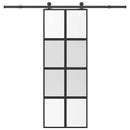 skydedør med hardwaresæt 76x205 cm hærdet glas og aluminium