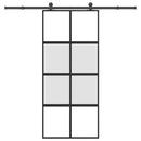 skydedør med hardwaresæt 90x205 cm hærdet glas og aluminium