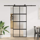 skydedør med hardwaresæt 90x205 cm hærdet glas og aluminium