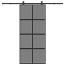 skydedør med hardwaresæt 90x205 cm hærdet glas og aluminium