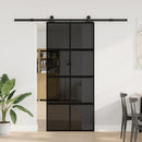 skydedør med hardwaresæt 90x205 cm hærdet glas og aluminium