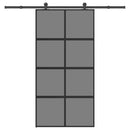 skydedør med hardwaresæt 102,5x205 cm hærdet glas og aluminium