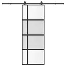 skydedør med hardwaresæt 76x205 cm hærdet glas og aluminium
