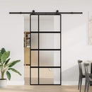 skydedør med hardwaresæt 90x205 cm hærdet glas og aluminium