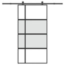 skydedør med hardwaresæt 102,5x205 cm hærdet glas og aluminium