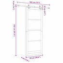 Skydedør ORKDAL 93 x 232 cm Massivt fyrretræ og glas