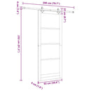 Skydedør ORKDAL 93 x 232 cm Massivt fyrretræ og glas