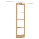 Skydedør 61 x 198,5 cm Massivt fyrretræ og glas Naturfarvet
