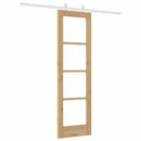 Skydedør 61 x 198,5 cm Massivt fyrretræ og glas Naturfarvet
