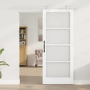 Skydedør 83 x 202 cm Massivt fyrretræ og glas Hvid