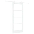 Skydedør 83 x 202 cm Massivt fyrretræ og glas Hvid