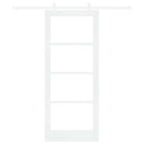 Skydedør 83 x 202 cm Massivt fyrretræ og glas Hvid