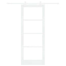 Skydedør 83 x 211 cm Massivt fyrretræ og glas Hvid