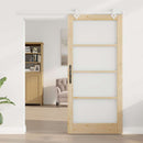 Skydedør 93 x 202 cm Massivt fyrretræ og glas Naturfarvet