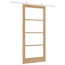Skydedør 93 x 202 cm Massivt fyrretræ og glas Naturfarvet