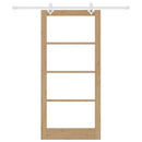 Skydedør 93 x 202 cm Massivt fyrretræ og glas Naturfarvet