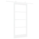 Skydedør 93 x 202 cm Massivt fyrretræ og glas Hvid