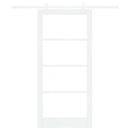 Skydedør 93 x 202 cm Massivt fyrretræ og glas Hvid