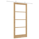 Skydedør 93 x 211 cm Massivt fyrretræ og glas Naturfarvet