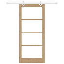 Skydedør 93 x 211 cm Massivt fyrretræ og glas Naturfarvet