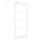 Skydedør 93 x 211 cm Massivt fyrretræ og glas Hvid