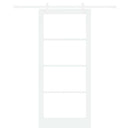 Skydedør 93 x 211 cm Massivt fyrretræ og glas Hvid